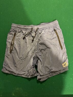 American Eagle Outfitters Gray Shorts with Yellow AE Logo